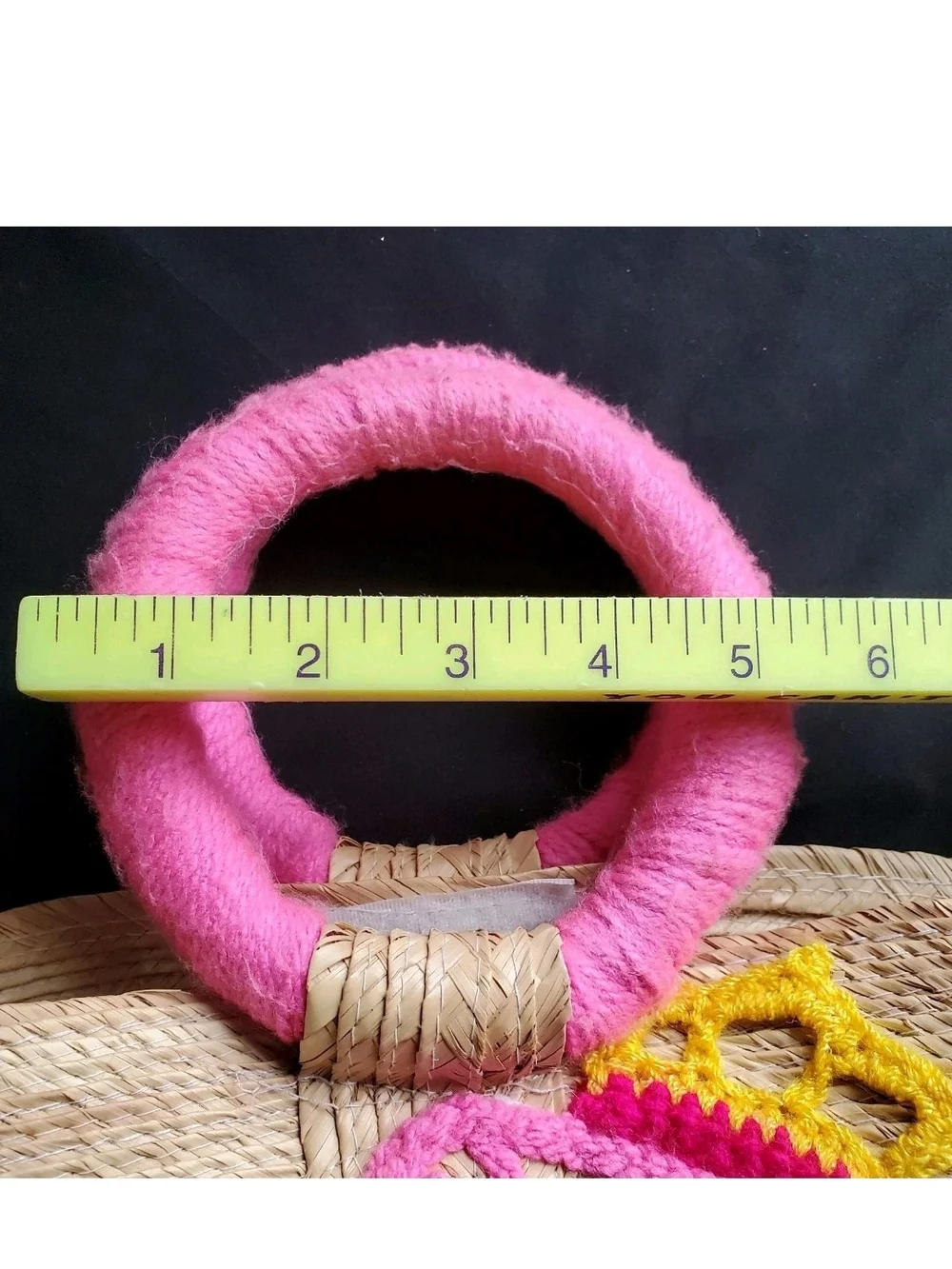 Fabulous Straw Purse With Homemade Crochet Peppa Pig Fairy Design Cute & Unique!